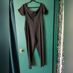 Warehouse Black Short Sleeve Jumpsuit